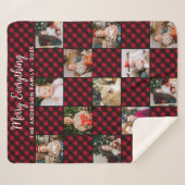 Rode Buffalo-palm kerstfoto's collage Sherpa Deken (Voorkant (horizontaal))