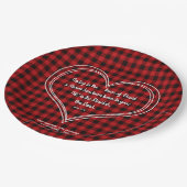 Rode Buffalo Patroon Bijbelvers Kerstmis Papieren Bordje (Gekanteld)