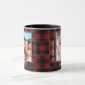 Rode Buffalo Plaid Aanpasbare Gezinsfoto Mok (Midden)