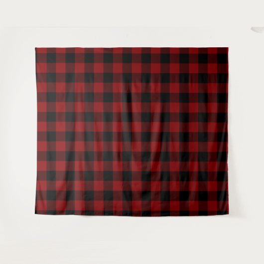 Rode Buffalo Plaid Achtergrond Muur Bekleding Wandkleed (Voorkant (horizontaal))