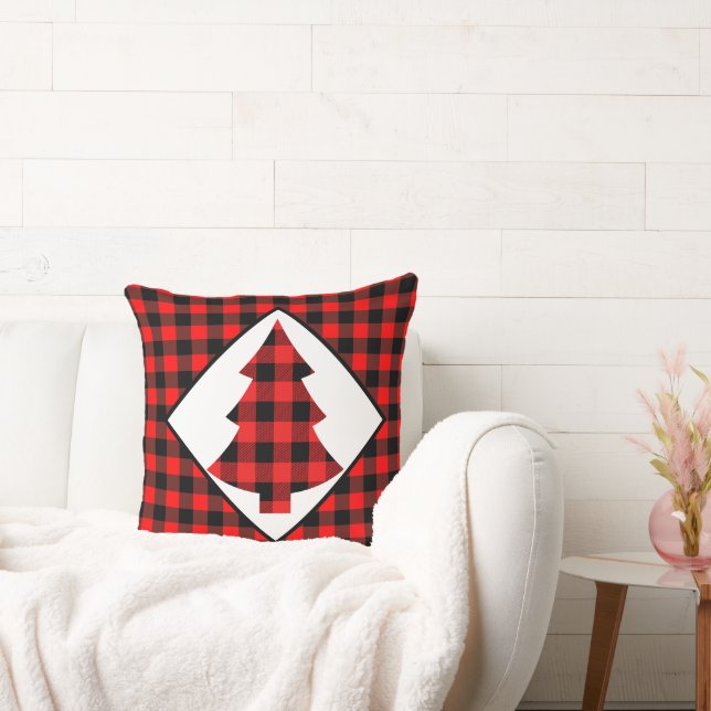 Rode Buffalo Plaid Blokhut Kerstmis Kussen (Bank)