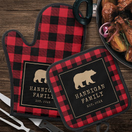 Rode Buffalo Plaid Boerderij Keukencadeaus Ovenwant & Pannenlap Set