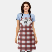 Rode Buffalo Plaid Boerderij Paard Schort (Gedragen)
