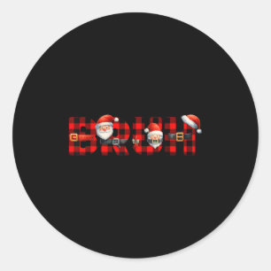 Rode Buffalo Plaid Broer Kerstmis Xmas Pyjama Jong Ronde Sticker