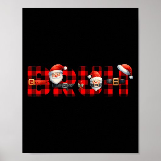 Rode Buffalo Plaid Bruh Kerstmis Xmas Pyjama Jonge Poster (Voorkant)