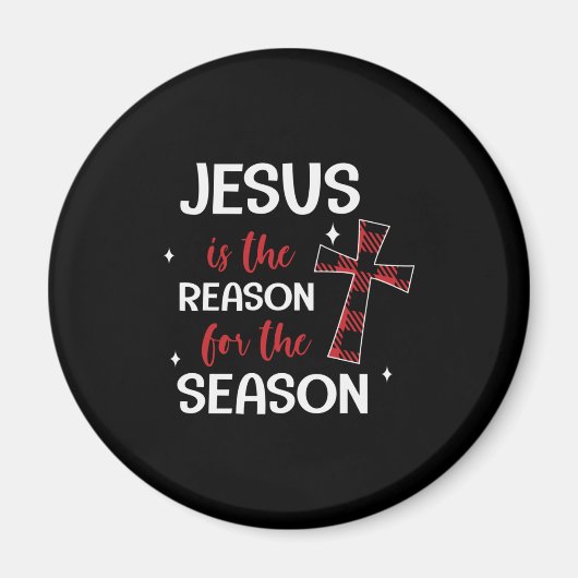 Rode Buffalo Plaid Cross Kerstmis Ontwerp Magneet (Voorkant)