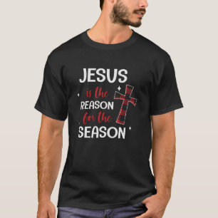 Rode Buffalo Plaid Cross Kerstmis Ontwerp T-shirt