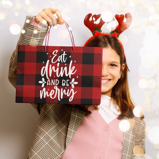 Rode Buffalo Plaid “Eet, Drink & Wees Vrolijk” Groot Cadeauzakje