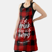 Rode Buffalo Plaid“Eet, Drink & Wees Vrolijk" Schort (Insitu)