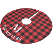 Rode Buffalo Plaid Familie Monogram Kerstboom Rok (Gekanteld)