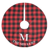 Rode Buffalo Plaid Familie Monogram Kerstboom Rok (Voorkant)