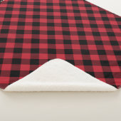 Rode Buffalo Plaid Familienaam Monogram Sherpa Deken (3/4)