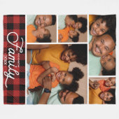 Rode Buffalo Plaid Fotocollage Dekbed Fleece Deken (Voorkant (Horizontaal))