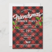 Rode Buffalo Plaid Friendsmas-feestuitnodiging Kaart (Voorkant)