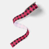 Rode Buffalo Plaid Geruite Rustieke Kerstmis Satijnen Lint (Achterkant)