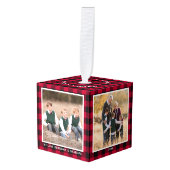 Rode Buffalo Plaid Grootouders 4 Foto Kerstmis Decoratie (Voorkant hoekig)