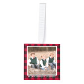 Rode Buffalo Plaid Grootouders 4 Foto Kerstmis Decoratie (Voorkant)