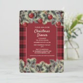 Rode Buffalo Plaid Kerst Dinner Kaart (Staand voorkant)