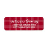 Rode Buffalo Plaid Kerst Retouradresstickers Etiket (Voorkant)
