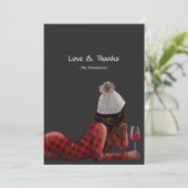 Rode Buffalo Plaid Kerst Wijn Bedankkaart (Staand voorkant)