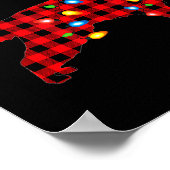 Rode Buffalo Plaid Kerstman Ierse Setter Hond Kers Poster (Hoek)