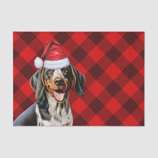 Rode Buffalo Plaid Kerstmis Blauwvink Coonhound Do Tissuepapier (Voorkant)