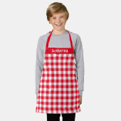 Rode Buffalo Plaid Kerstmis Custom Schort (Gedragen)