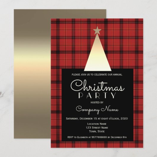 Rode Buffalo Plaid Kerstmis Kaart (Voorkant / Achterkant)
