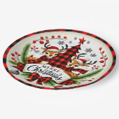 Rode Buffalo Plaid Kerstmis Papieren Bordje (Gekanteld)