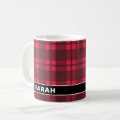 Rode Buffalo Plaid Kerstnaam Koffiemok (Voorkant links)