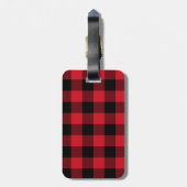 Rode Buffalo Plaid Kerstsok Naamlabel Bagagelabel (Achterkant verticaal)