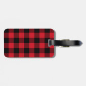 Rode Buffalo Plaid Kerstsok Naamlabel Bagagelabel (Achterkant horizontaal)