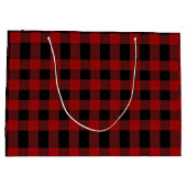 Rode Buffalo Plaid met Moose Christmas Gift Bag Groot Cadeauzakje (Achterkant)