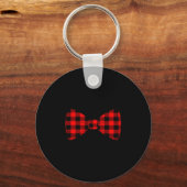 Rode Buffalo Plaid Nek Bow Tie Overeenkomende Kers Sleutelhanger (Voorkant)