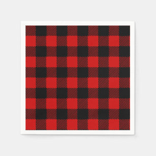 Rode Buffalo Plaid Papieren servetten