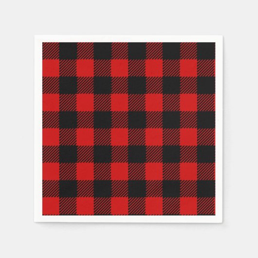 Rode Buffalo Plaid Papieren servetten (Voorkant)