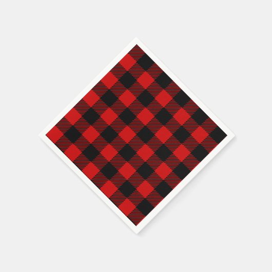 Rode Buffalo Plaid Papieren servetten (Hoek)