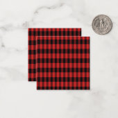 Rode Buffalo Plaid Patroon Notitiekaartje (Voorkant / Achterkant in situ)
