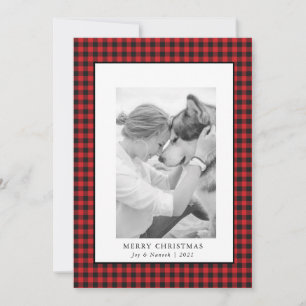 Rode Buffalo Plaid Pet Foto Kerst Kaart