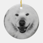 Rode Buffalo Plaid Pootafdruk Witte Hart Keramisch Ornament (Achterkant)