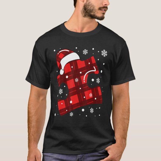 Rode Buffalo Plaid Puzzel Lint Strijder Autisme Be T-shirt (Voorkant)