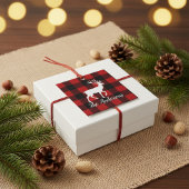 Rode Buffalo Plaid & Rendier | Persoonlijke Naam  Bedankjes Labels