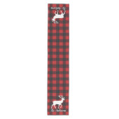 Rode Buffalo Plaid & Rendier | Persoonlijke Naam C Medium Tafelloper (Voorkant)