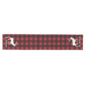 Rode Buffalo Plaid & Rendier | Persoonlijke Naam C Medium Tafelloper (Horizontaal)