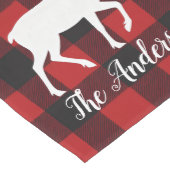 Rode Buffalo Plaid & Rendier | Persoonlijke Naam C Medium Tafelloper (Hoek)