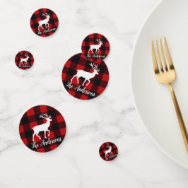Rode Buffalo Plaid & Rendier | Persoonlijke Naamta Confetti