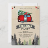 Rode Buffalo Plaid Retro Camper Kerstfeest Kaart (Voorkant)