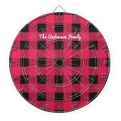 Rode Buffalo Plaid Rustieke Geruite Gepersonalisee Dartbord (Voorkant)
