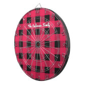 Rode Buffalo Plaid Rustieke Geruite Gepersonalisee Dartbord (Voorkant Rechts)