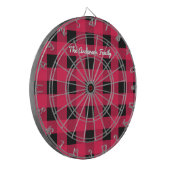 Rode Buffalo Plaid Rustieke Geruite Gepersonalisee Dartbord (Voorkant Links)